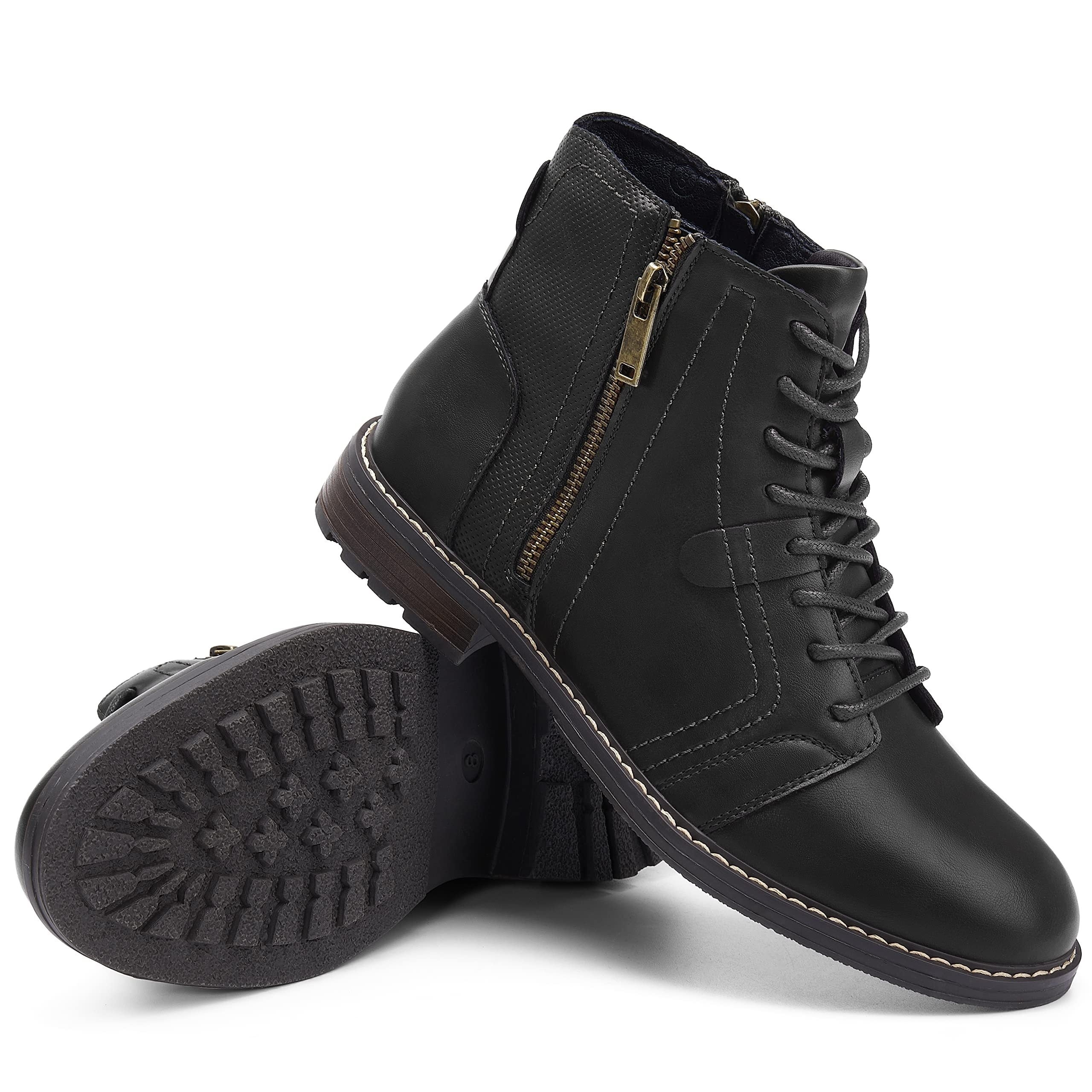 Men's Casual Ankle Motorcycle Boots Side Zip Work Shoes