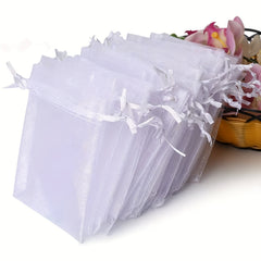 100pcs Organza Gift Bags Jewelry Party Wedding Sheer Drawstring Pouch Candy Bags