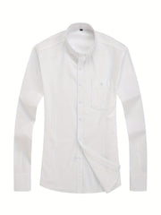 Men's Casual Button Up Long Sleeve Shirt With Chest Pocket
