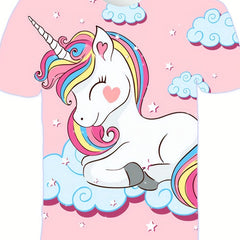 Rainbow Pony Graphic T shirt for Kids 3D Digital Print Casual Short Sleeve Tee
