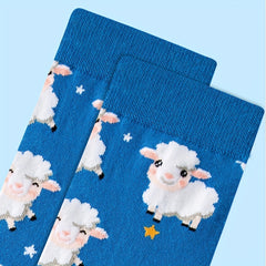 Cartoon Sheep Print Mid Tube Socks Women's Stockings