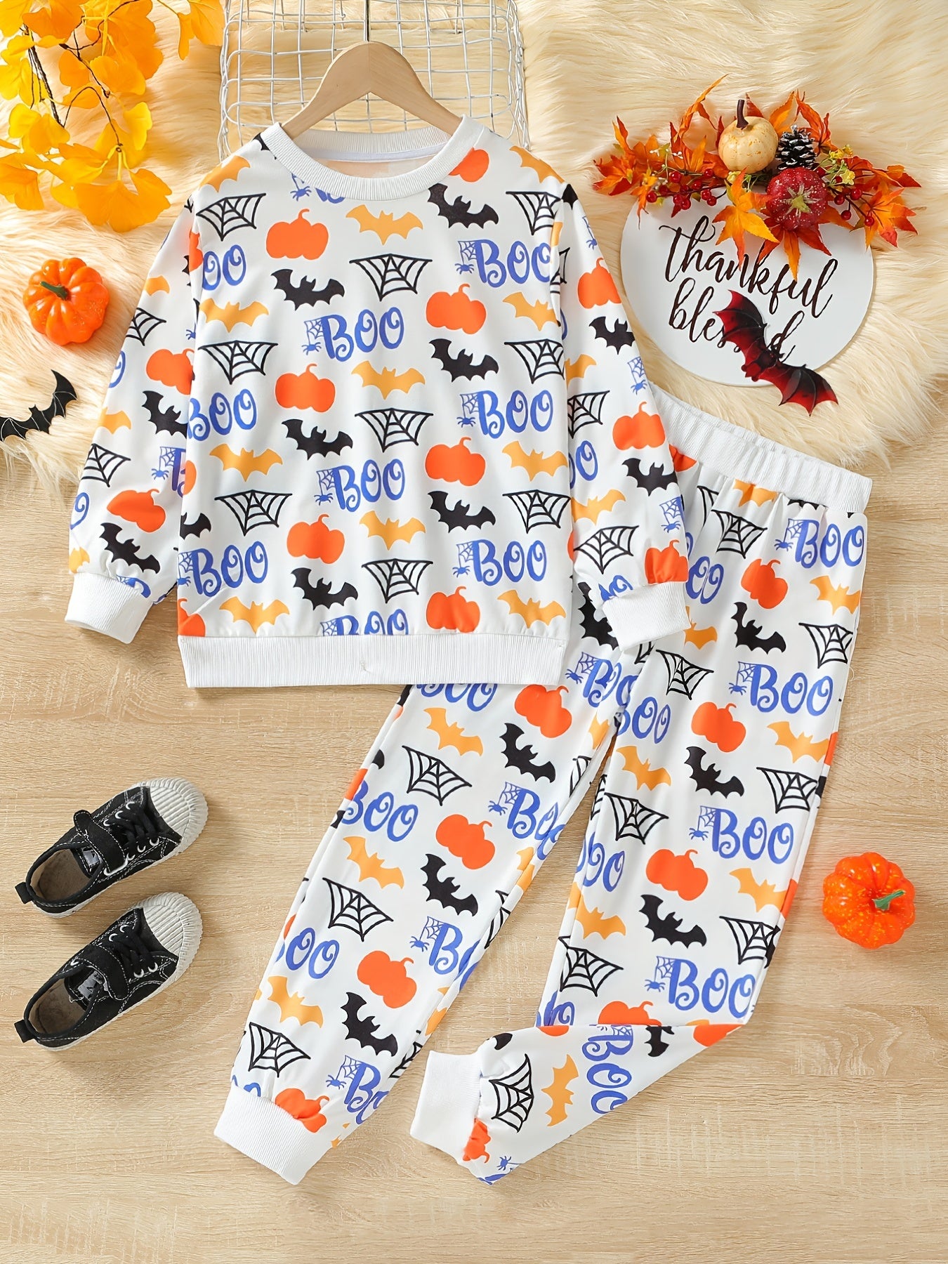 Boy's Halloween Style 2pcs Outfit Set for Fall