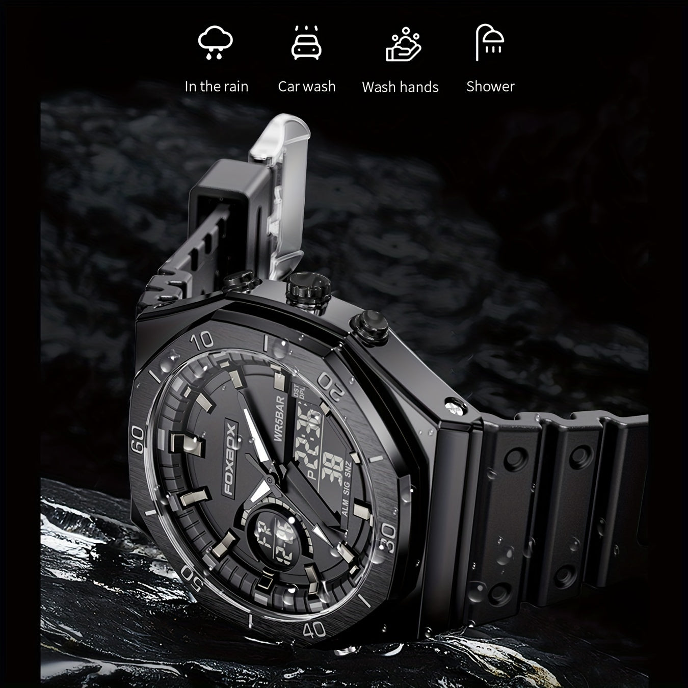 Women's Chronograph Dual Display Waterproof Sports Watch