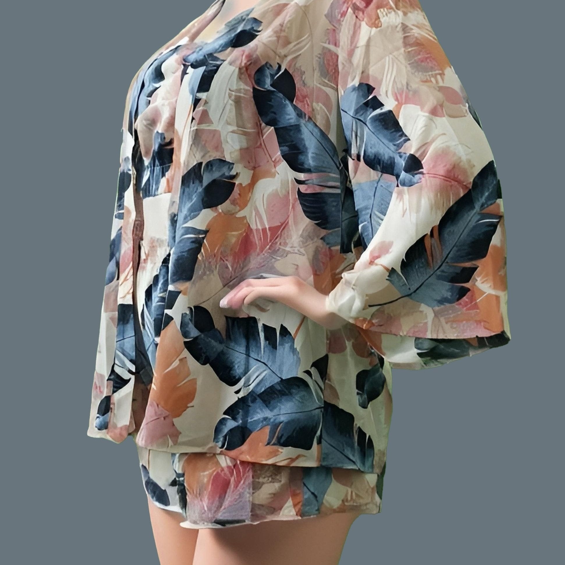 Floral Crop Top & Shorts & Cardigan Set