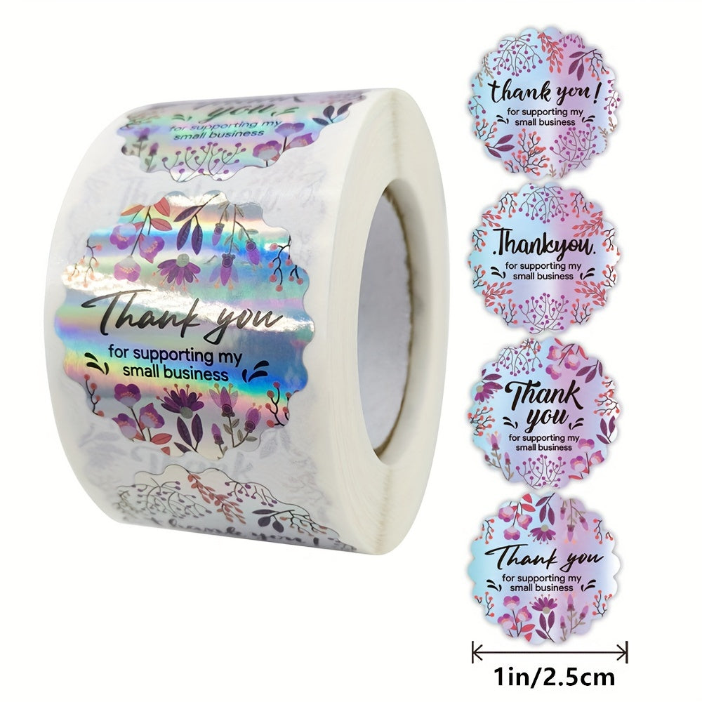 500pcs Rainbow Laser Thank You Commercial Adhesive Sticker Label
