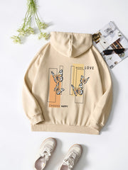 Print Casual Sweatshirt Drawstring Hoodie Women's Clothing