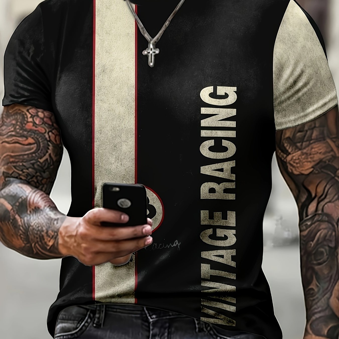 Men's Street Style Letter Print T-shirt for Summer