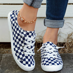 Women's Checkerboard Canvas Slip-On Shoes