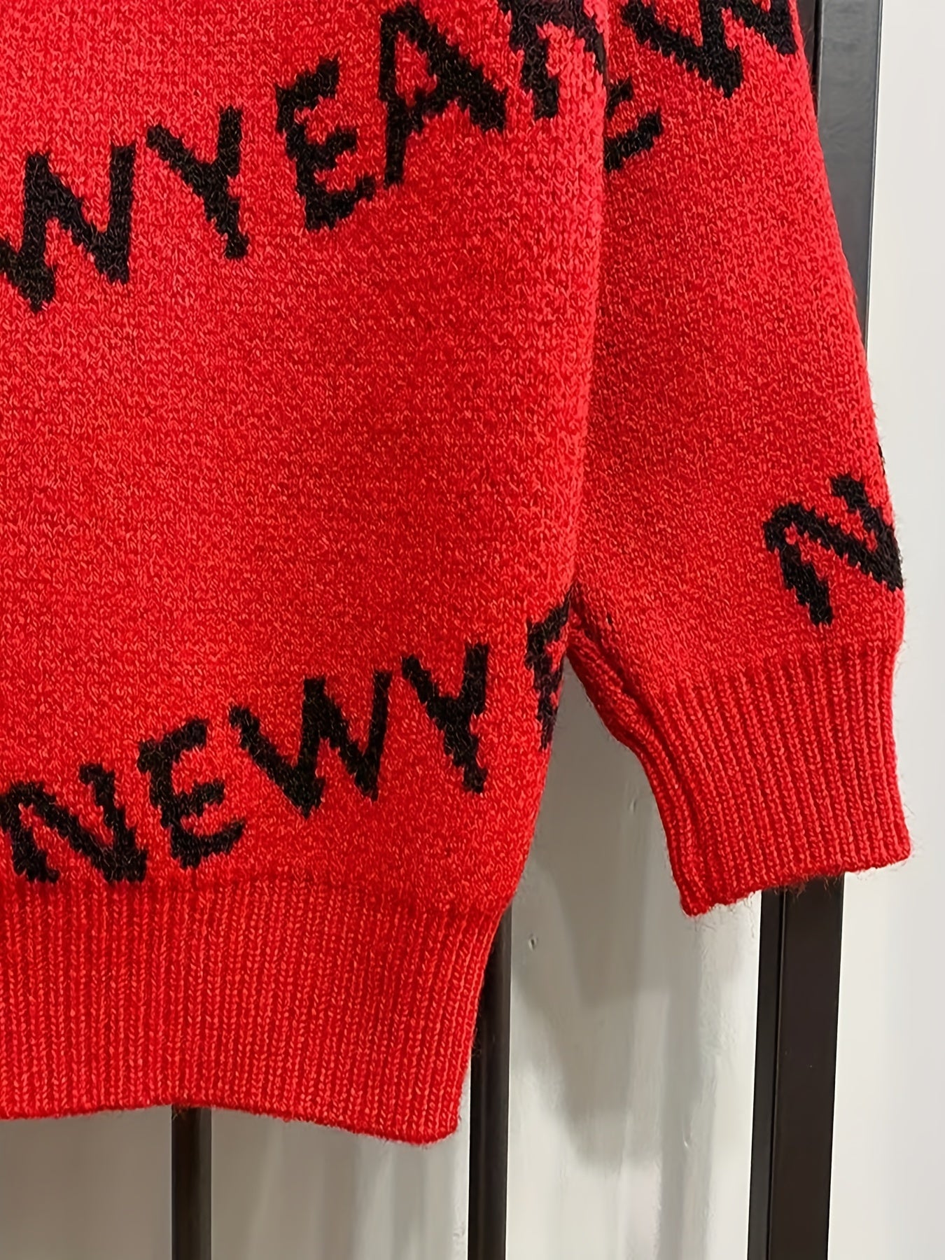 Girls' Letter Jacquard Knitted Sweater Winter Pullover