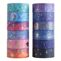 12pcs Starry Sky Washi Tape Set DIY Crafts Gift Wrapping Scrapbooking Supplies
