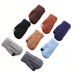 Kids Touch Screen Winter Knitted Gloves Warm Keeping