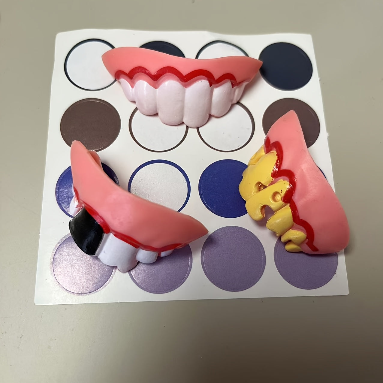 3pc Colorful Prank Dentures Halloween Gags