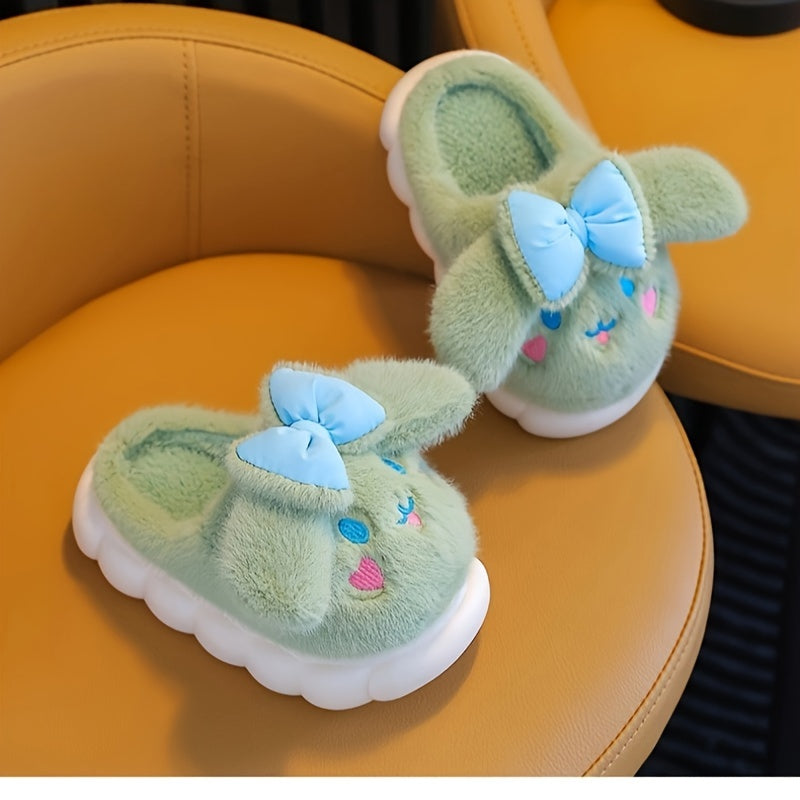 Furry Rabbit House Shoes Girls Non Slip Soft Bottom Winter Indoor Shoes