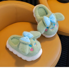Furry Rabbit House Shoes Girls Non Slip Soft Bottom Winter Indoor Shoes