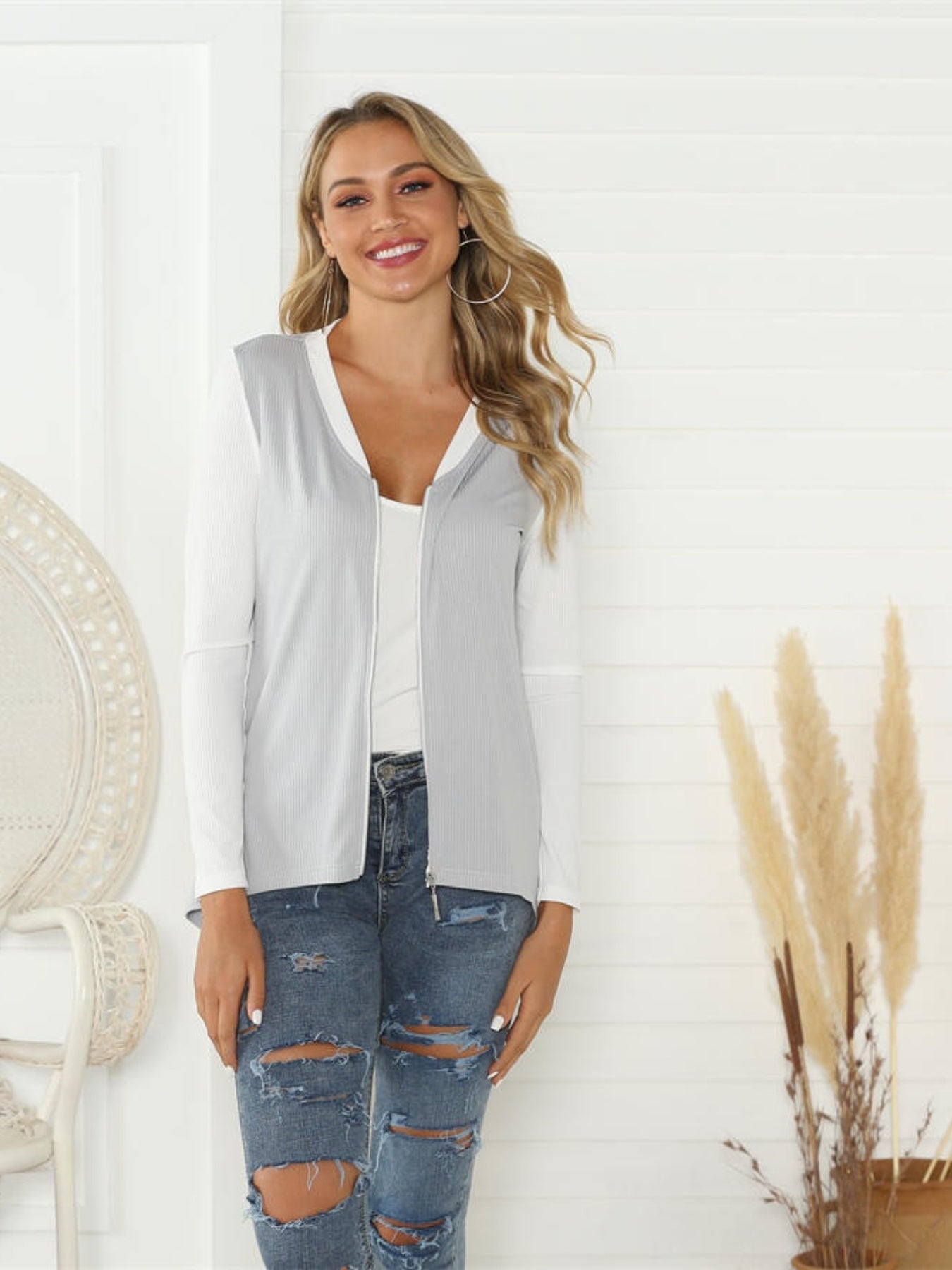 Solid Zipper Casual Long Sleeve Jacket Women's Coat