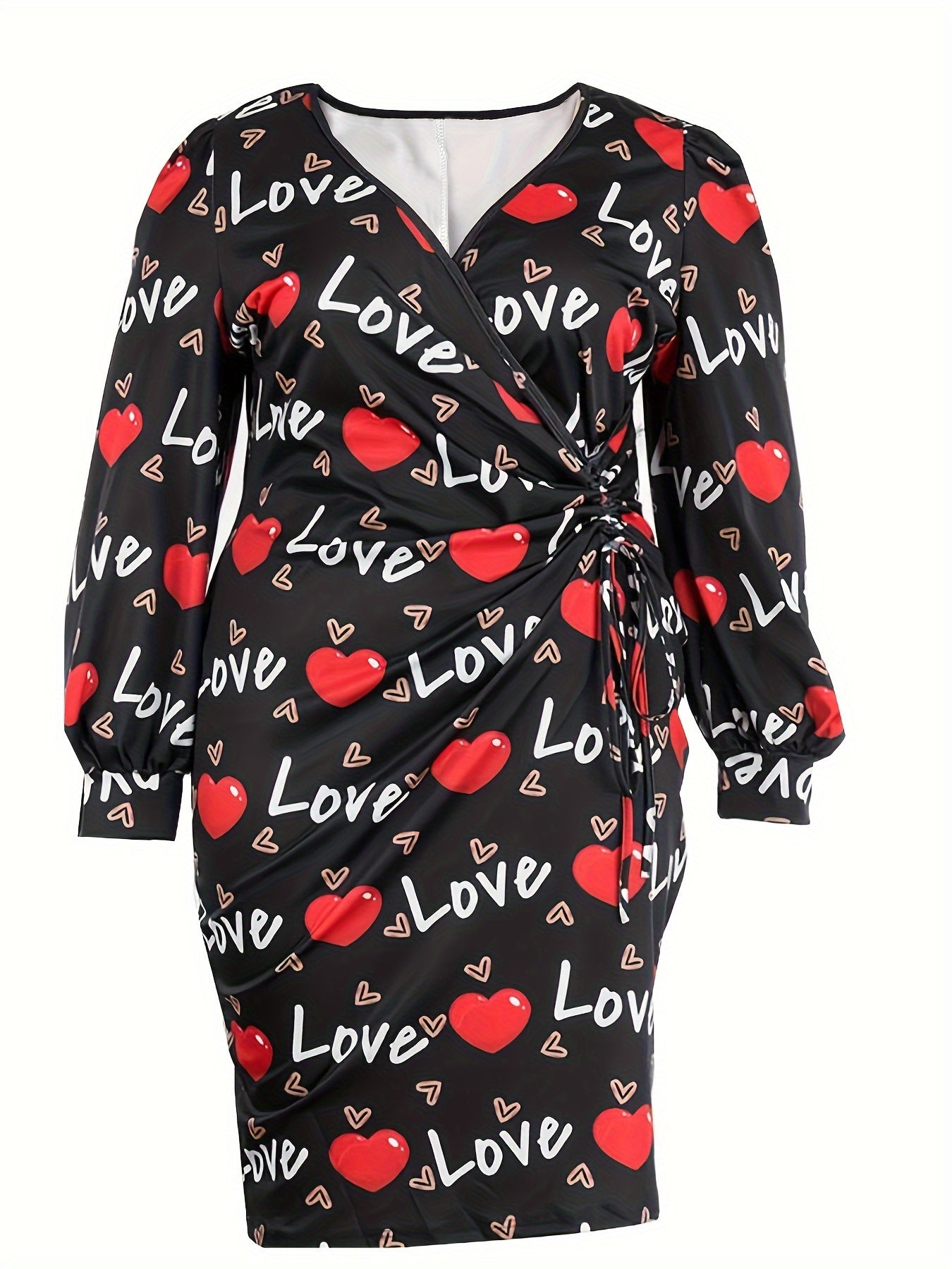 Baroque Print Surplice Neck Tie Midi Dress