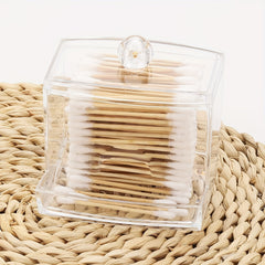 Swab Holder Apothecary Jar with Wooden Lid - Bathroom Container