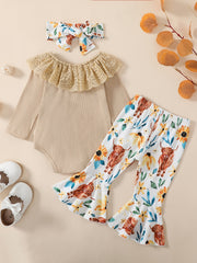 Girl Ruffle Bodysuit Flared Pants Set