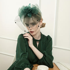 Women Yarn Flower Head Piece Derby Hat Accessories