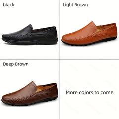 Men's Leather Loafers Comfy Slip On Shoes Non-slip