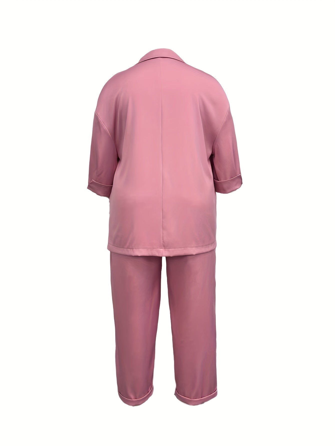 Casual Outfits Set Solid Blazer & Wide Leg Pants 2 Piece