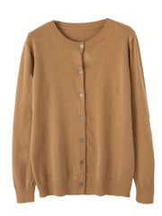 Solid Button Front Knit Cardigan Casual Long Sleeve Cardigan