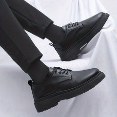 Men's Lace Up Derby Shoes Round Toe Non Slip Formal Business Wedding