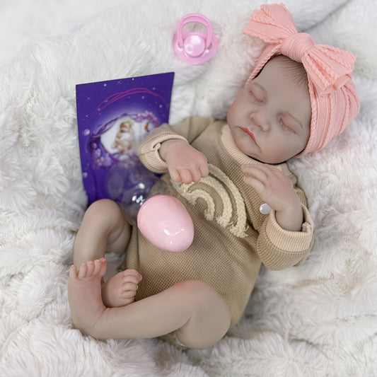 Cuddly Bebe Reborn Doll Soft Cloth Body & Painted Hair Lifelike Baby Doll