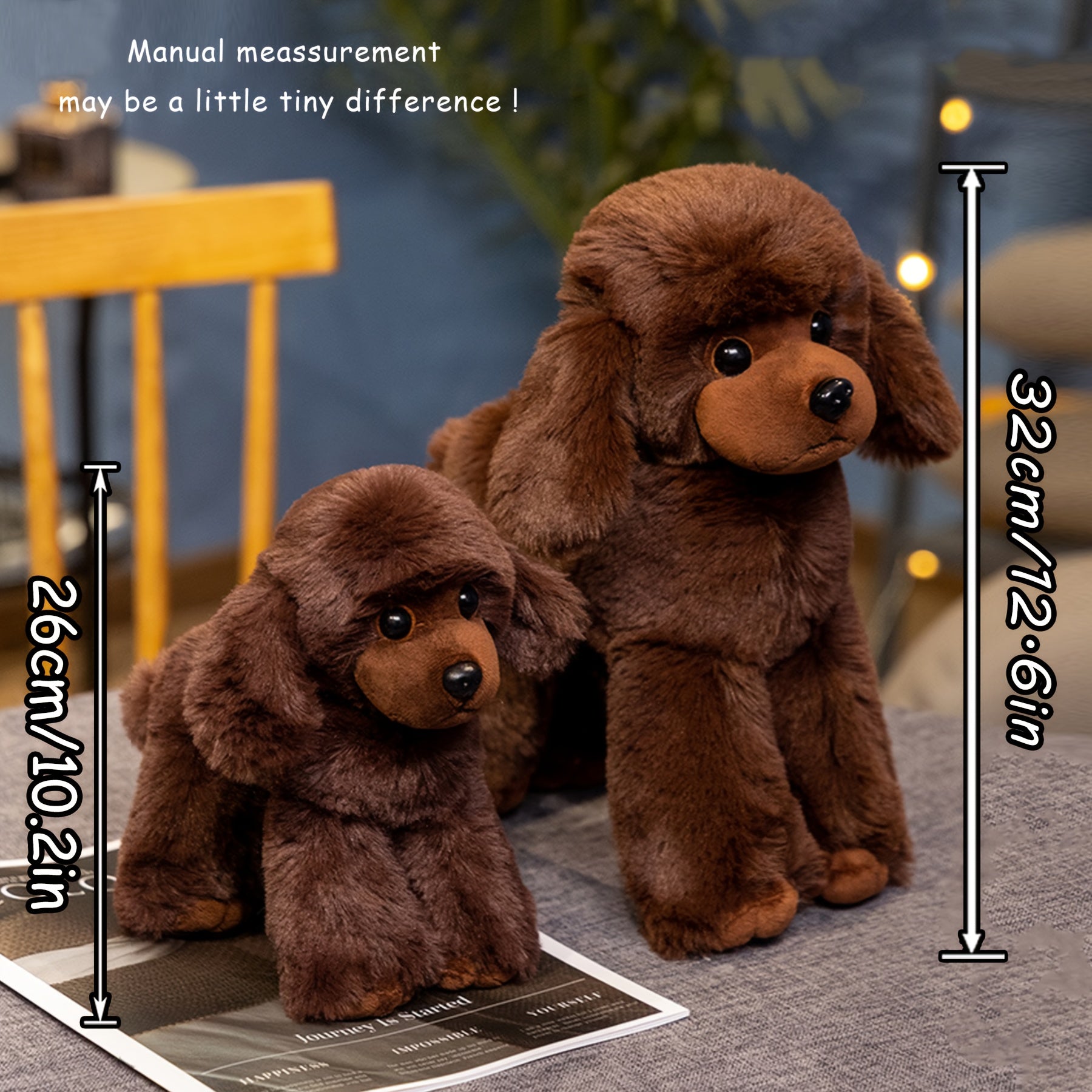 FLUFIHOOD Adorable Poodle Plush Toy Brown Soft Stuffed Animal Realistic Dog Pupp