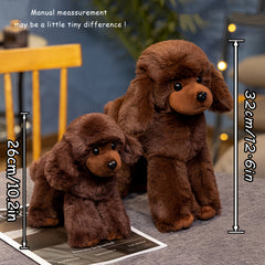 FLUFIHOOD Adorable Poodle Plush Toy Brown Soft Stuffed Animal Realistic Dog Pupp