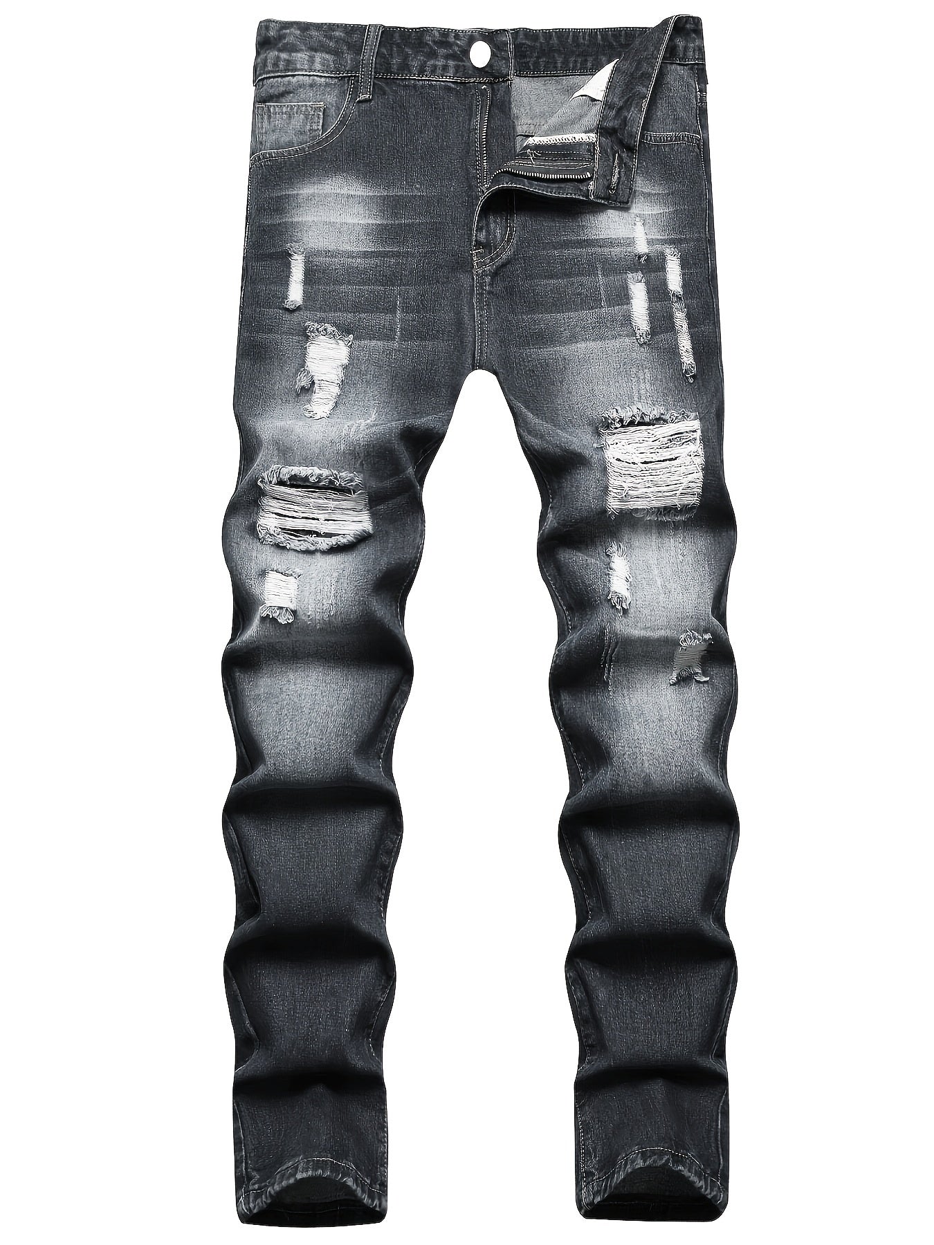 Slim Fit Vintage Ripped Jeans Men Casual Street Style Denim Pants