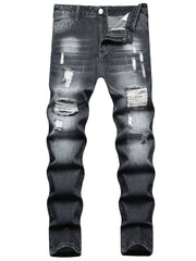 Slim Fit Vintage Ripped Jeans Men Casual Street Style Denim Pants