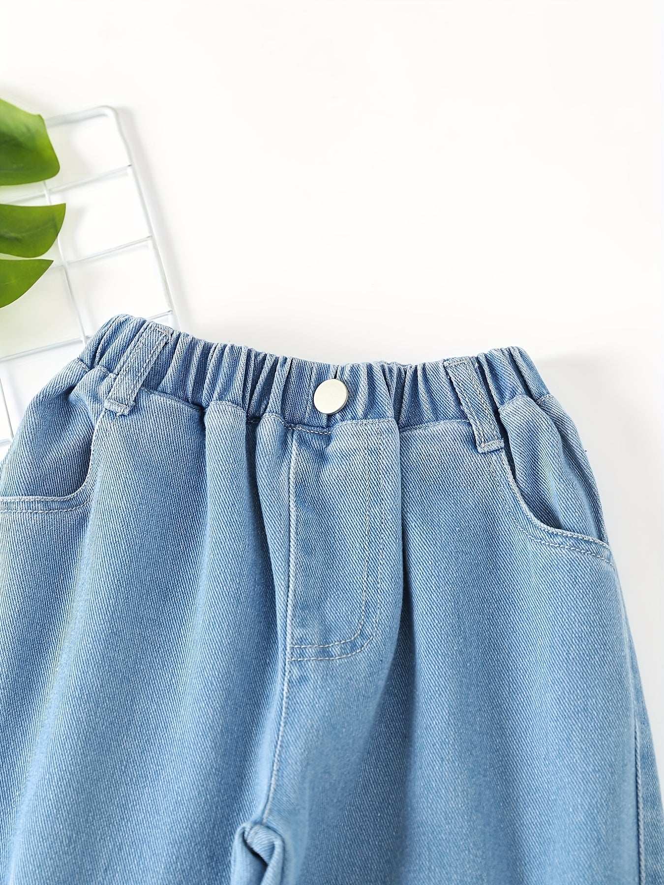 Girls Smile Tag Casual Baggy Jeans with Elastic Waist