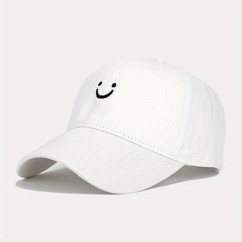 Unisex Sunshade Baseball Cap with Smile Embroidery