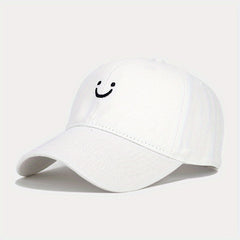 Unisex Sunshade Baseball Cap with Smile Embroidery