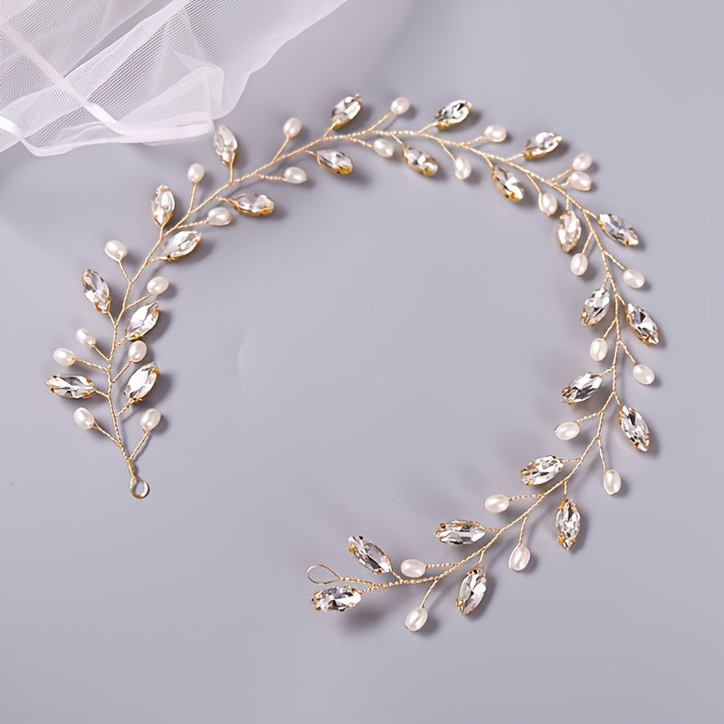 Boho Bejeweled Hair Vine Headband Tiara Hand Wired Wreath