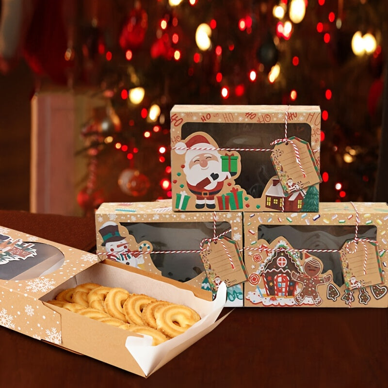 3pcs Christmas Print Packing Box Christmas Cookie Boxes For Gift Giving