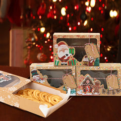 3pcs Christmas Print Packing Box Christmas Cookie Boxes For Gift Giving