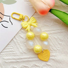 Heart Bead Keychain Butterfly Knot Pendant for Girls Bag Phone Chain