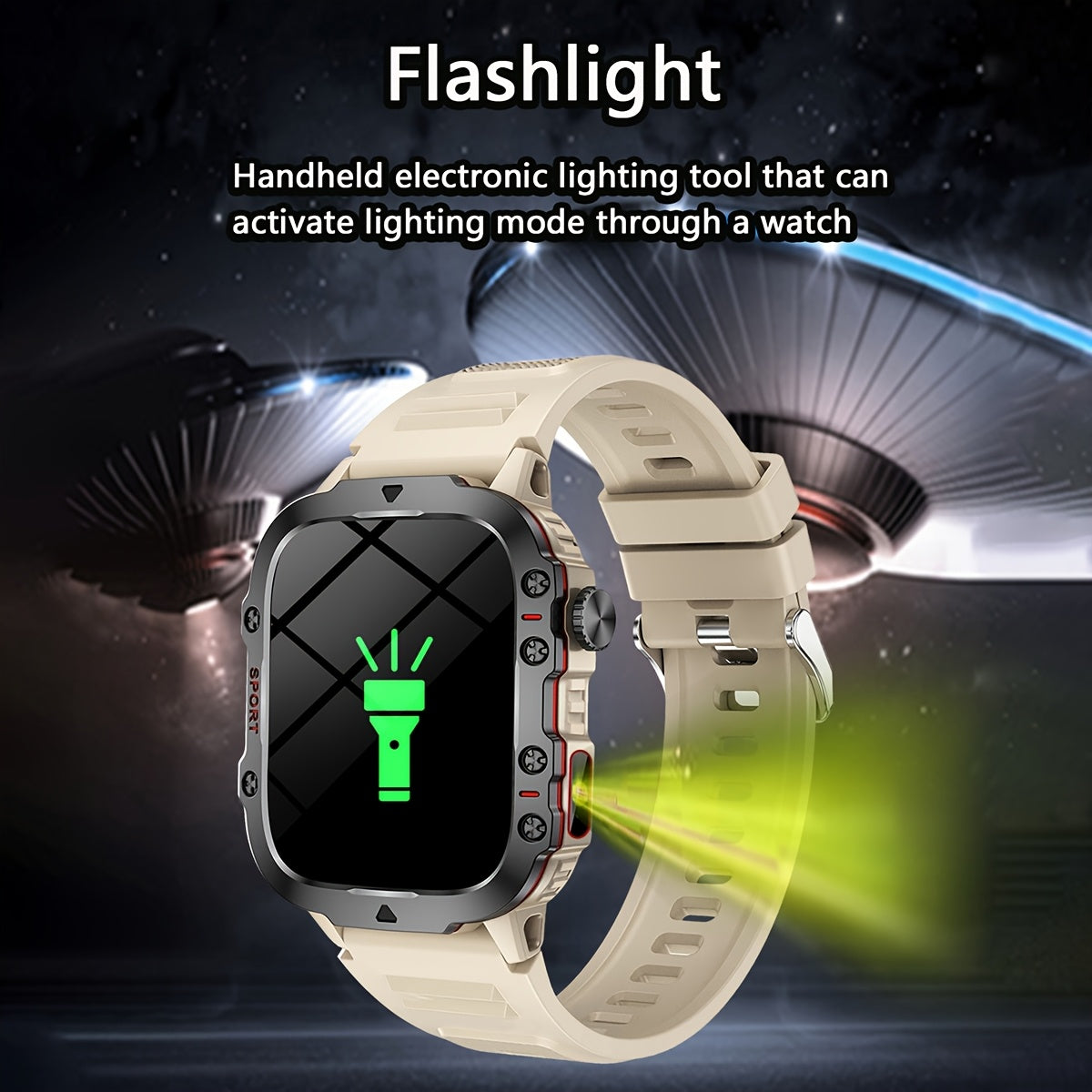 Unisex Smart Watch LED Flashlight Music Alerts Pedometer