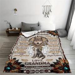 Wolf Pattern Warm Blanket Gift To Grandson