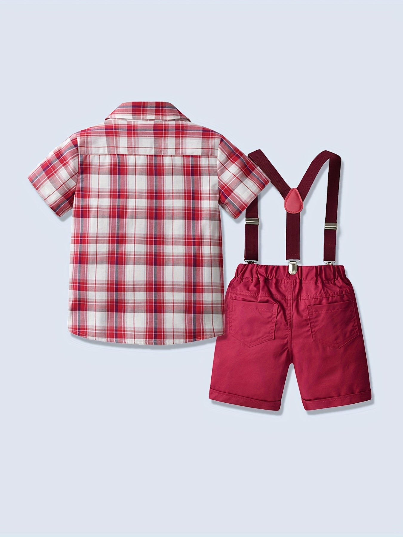 Boy's Gentleman Bowtie Shirt & Overalls Set for Summer Party
