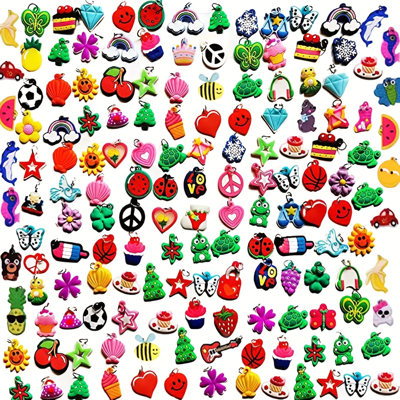10 Silicone Bracelet Charms DIY Colorful Rubber Band Hair Rope Necklace Kit