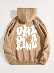 Letter Graphic Drawstring Hoodie Casual Sweatshirt