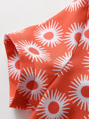 Boys Geometric Print Button Down Short Sleeve Shorts Set