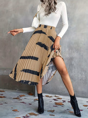 Abstract Print Pleated High Waist Skirt