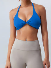 Twist Front Sport Halter Bra Cross Back Intimates Bra