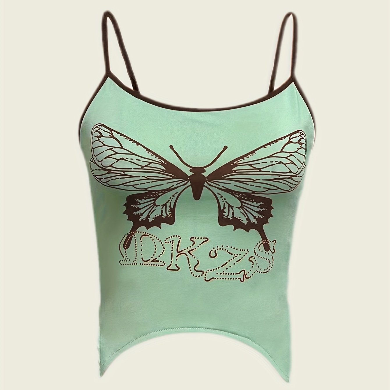 Y2K Butterfly Print Cami Top Summer Sleeveless Crew Neck Women's Clothing