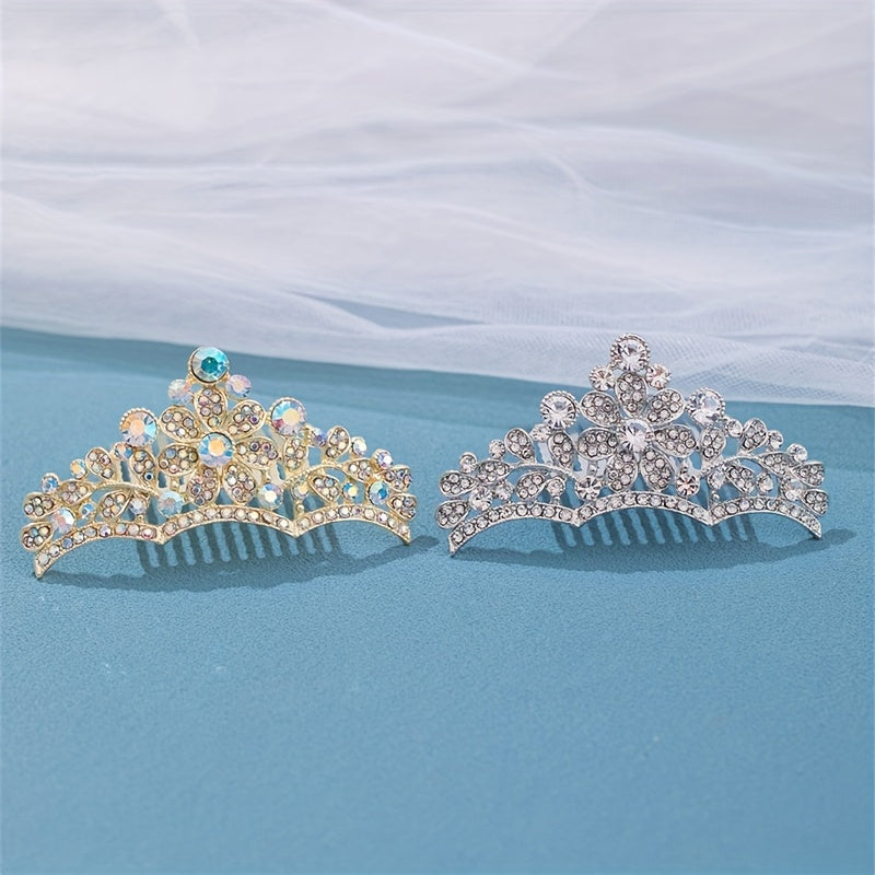 Girl's Rhinestone Crown Hair Comb - Princess Decorative Hair Accessory