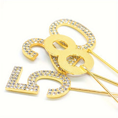 10pcs Number Shaped Cake Plug In Birthday Decoration Rhinestone Cake Accessories